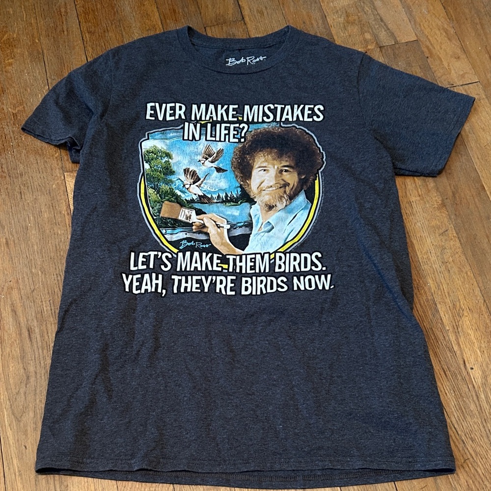 Bob Ross Graphic Tee - Dark Gray Size‎ Small
